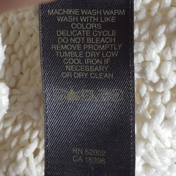 Liz Claiborne Womens Sweater Petite Large Ivory Cable Knit Polo V-Neck Good - Picture 7 of 10